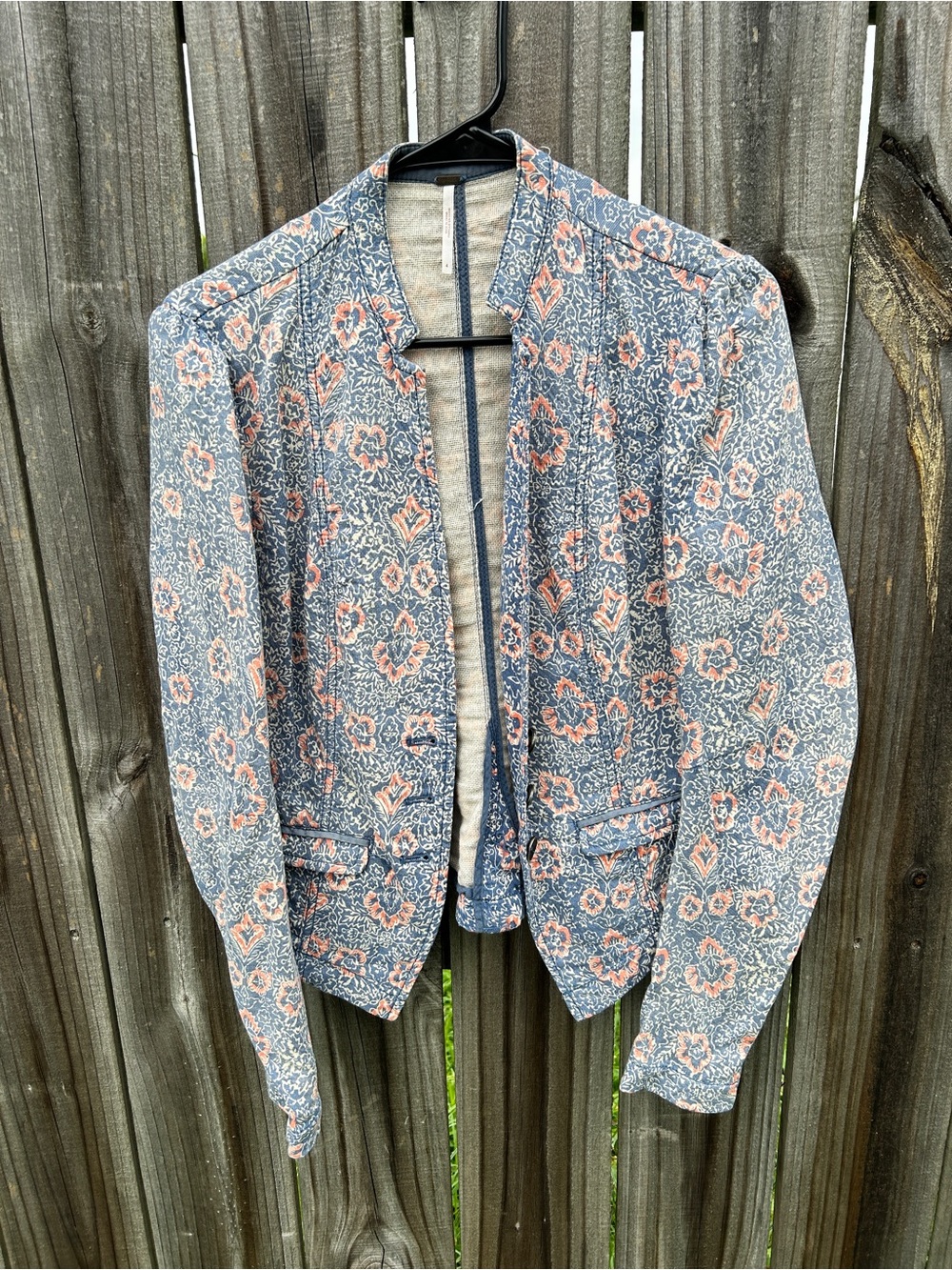Free People- Floral Pattern Blue and Peach Jacket.